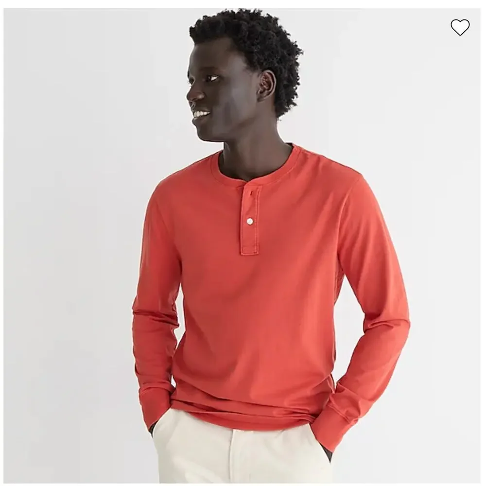 NWT J. Crew Men's Crimson Maple Red/Maroon Broken-In Henley Shirt